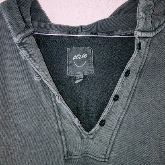 Aerie Womens Beach Weekend Oversized Vintage Washed Green Hoodie Sz Medium - Picture 3 of 6